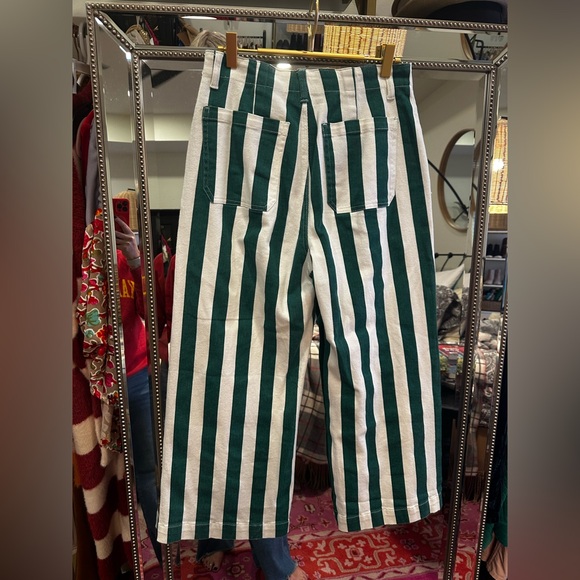 Striped Green and White Women's Pants - Picture 7 of 14